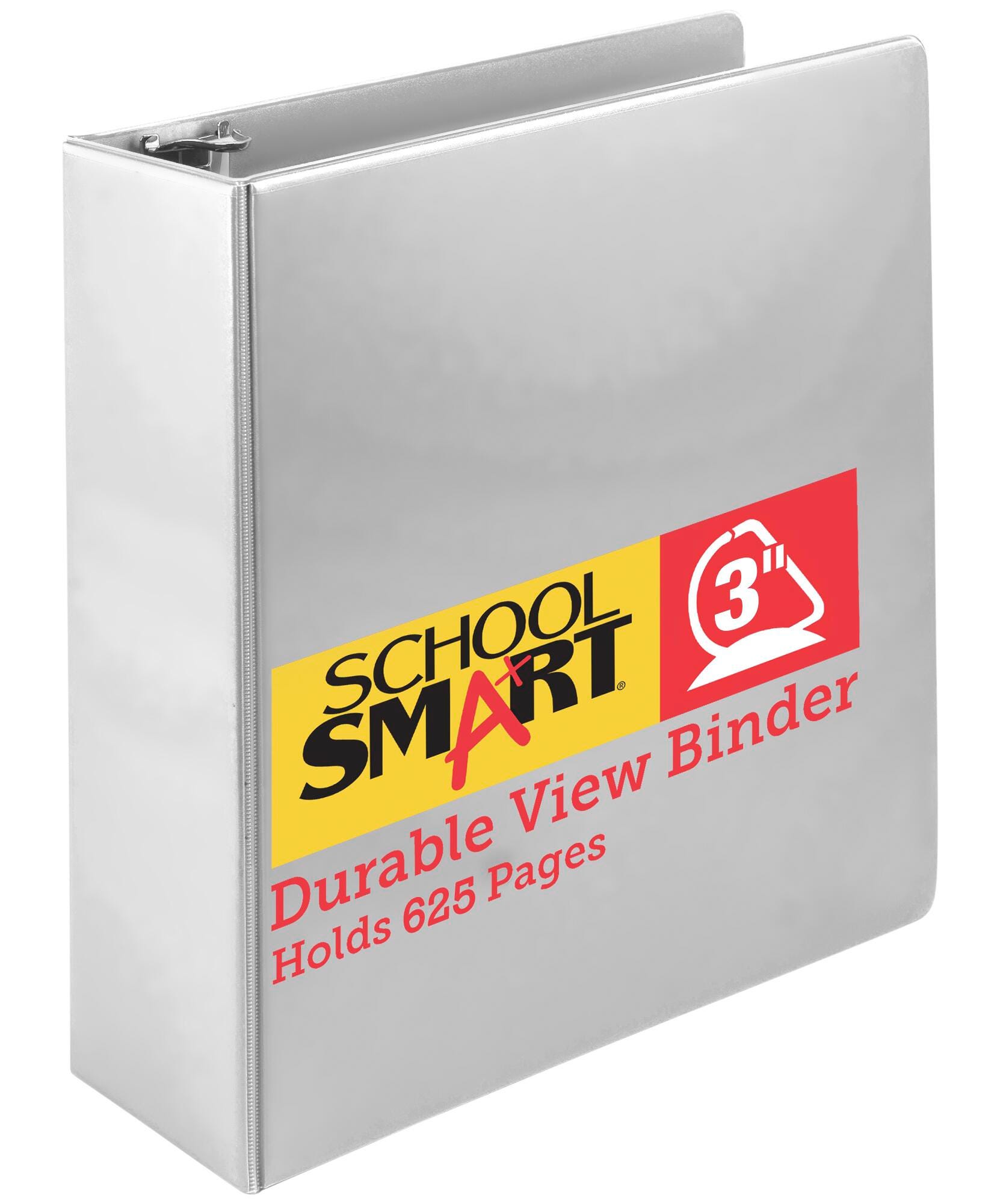 School Smart Polypropylene D-Ring View Binder, 3 Inch, White